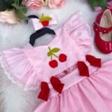 Romper Vestido Infantil Belli Cerejinha Rosa