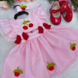 Romper Vestido Infantil Belli Cerejinha Rosa