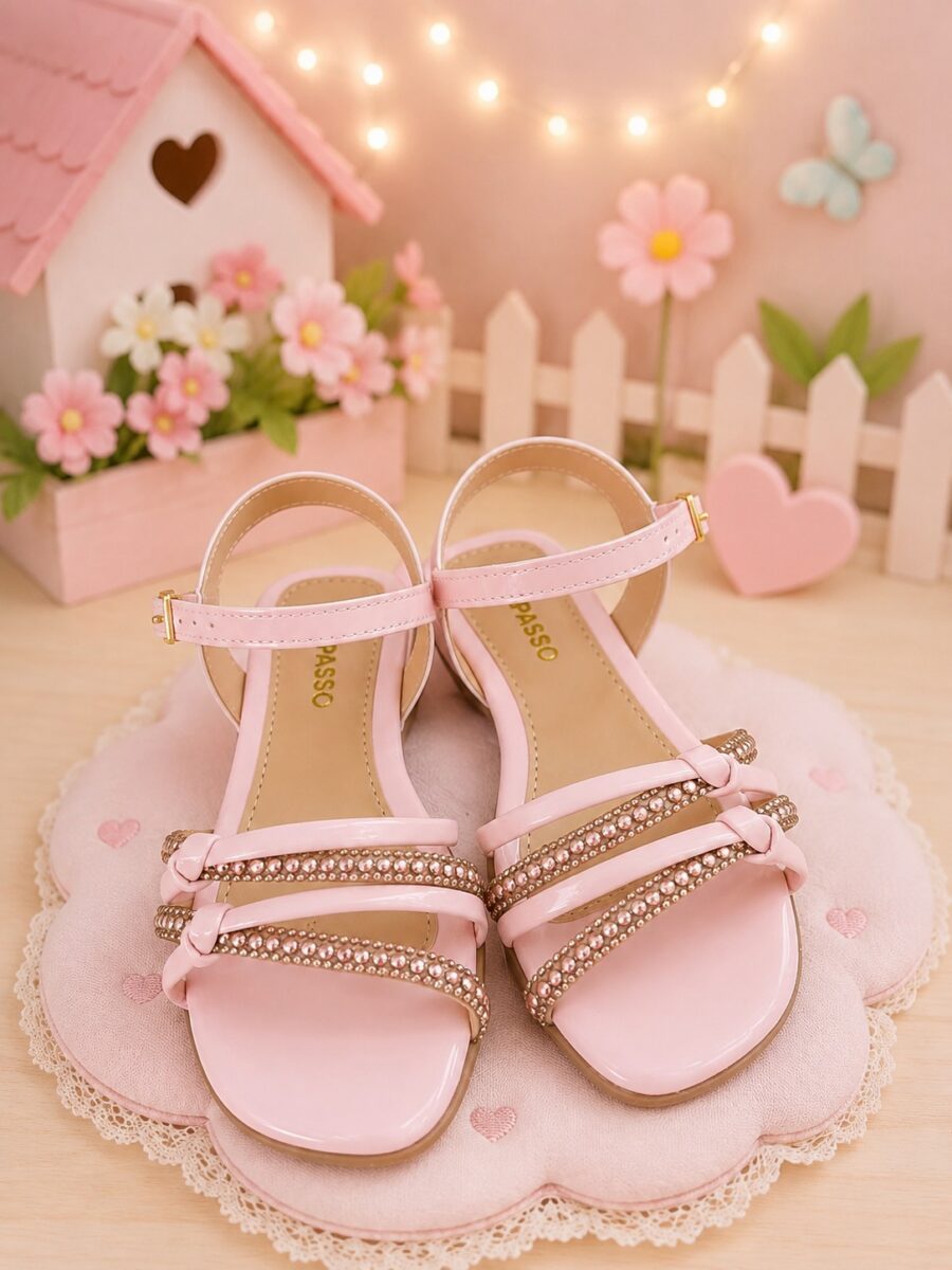 Sandália Infantil StarPink Violeta Nude com Strass