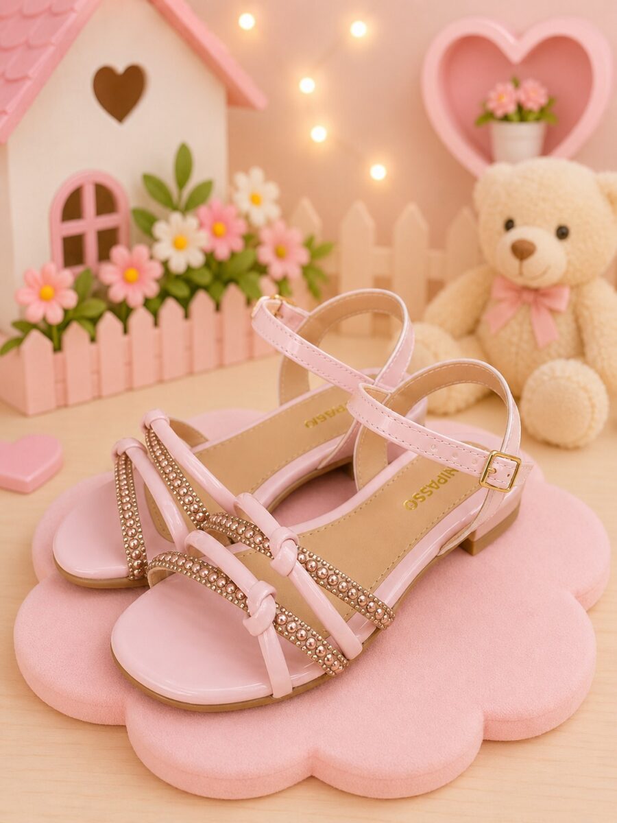 Sandália Infantil StarPink Violeta Nude com Strass