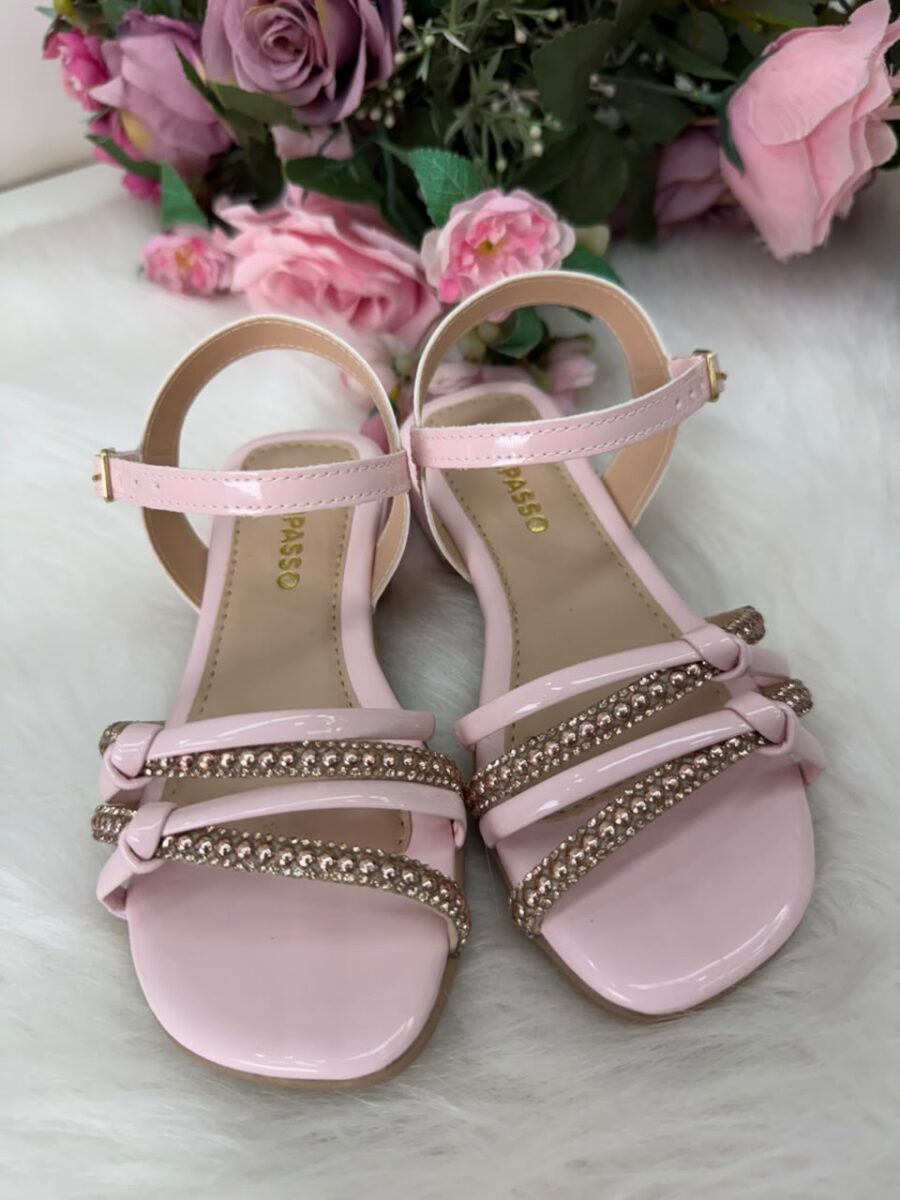 Sandália Infantil StarPink Violeta Nude com Strass