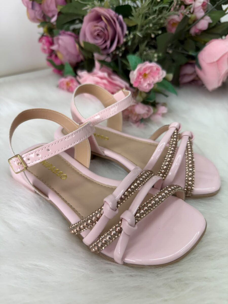 Sandália Infantil StarPink Violeta Nude com Strass