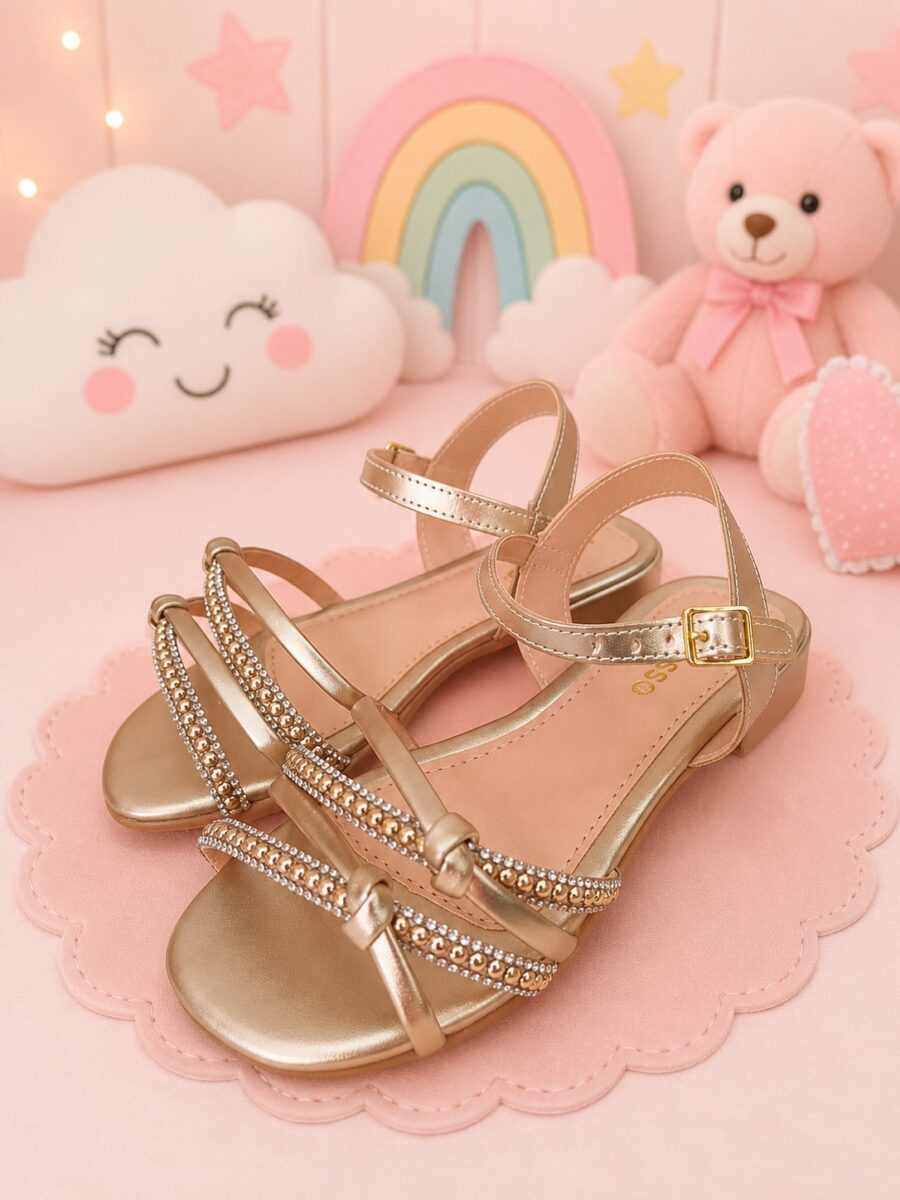 Sandália Infantil StarPink Violeta Dourada com Strass