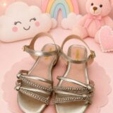 Sandália Infantil StarPink Violeta Dourada com Strass