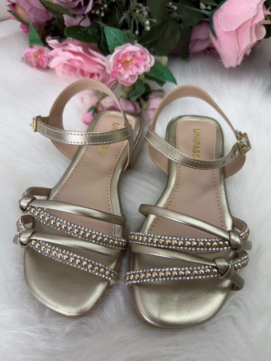 Sandália Infantil StarPink Violeta Dourada com Strass