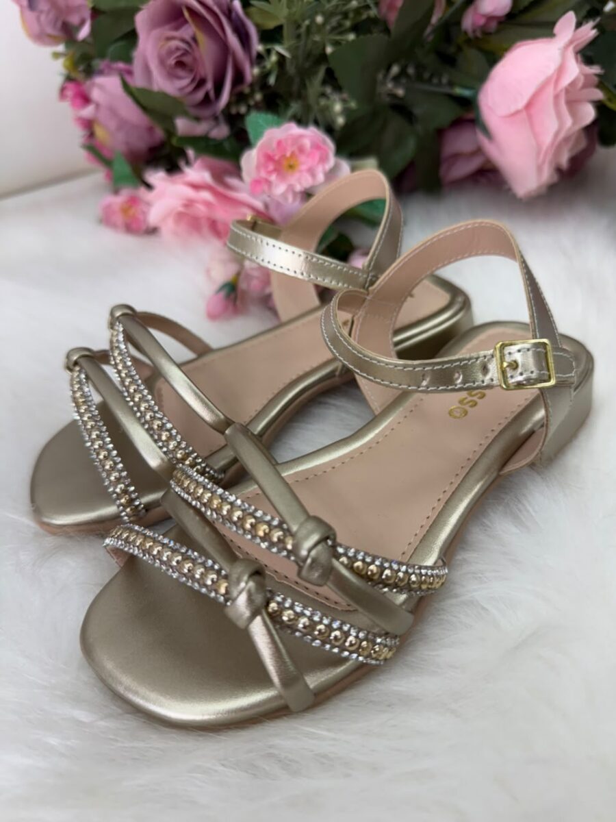 Sandália Infantil StarPink Violeta Dourada com Strass