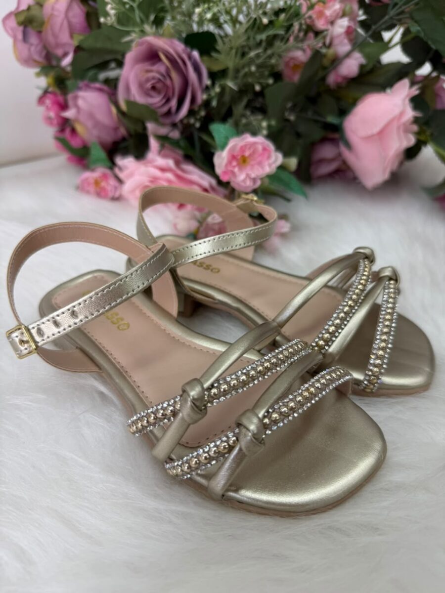 Sandália Infantil StarPink Violeta Dourada com Strass