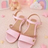 Sandália Infantil StarPink Aurora Nude com Pedrarias