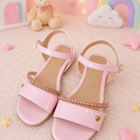 Sandália Infantil StarPink Aurora Nude com Pedrarias