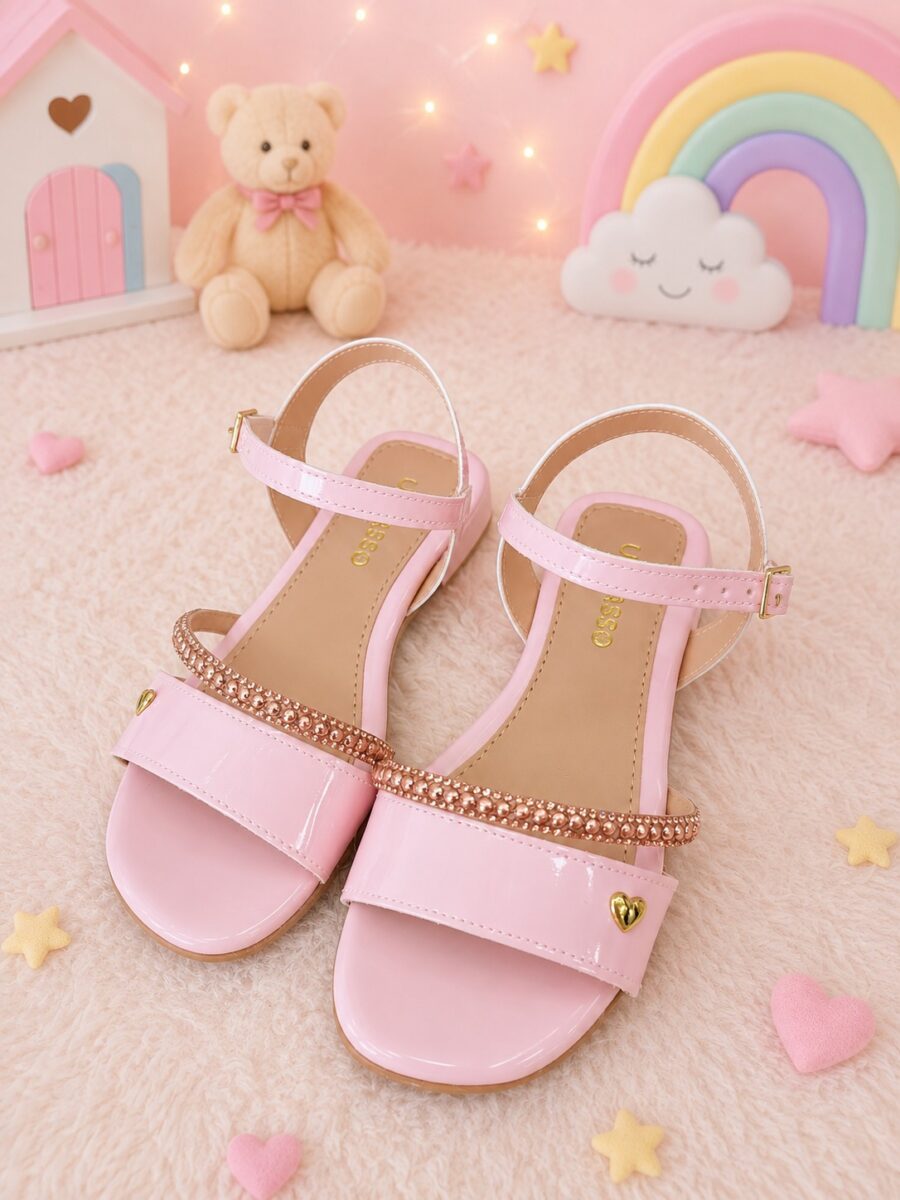 Sandália Infantil StarPink Aurora Nude com Pedrarias