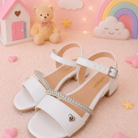 Sandália Infantil StarPink Aurora Branco com Pedrarias