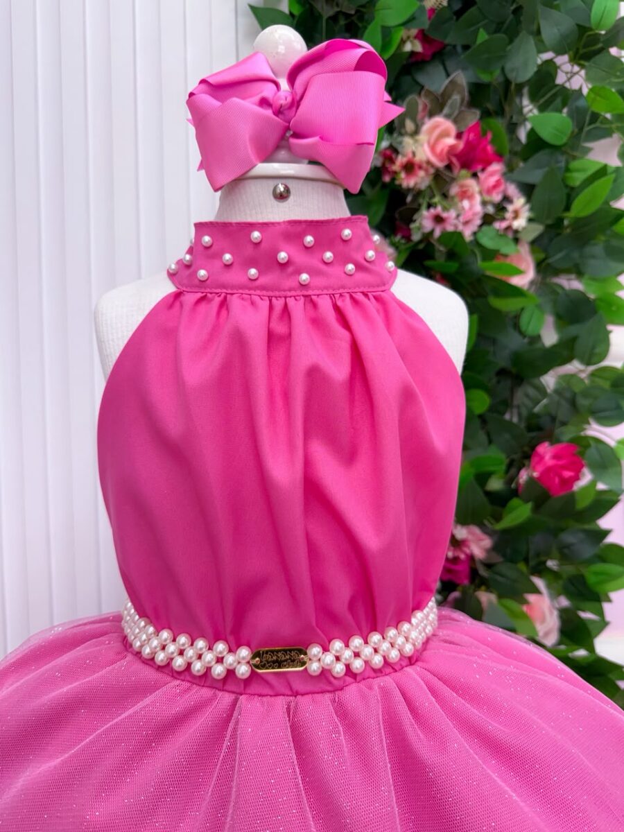 Vestido Infantil Longo Banana Club Âmbar Rosa Chiclete
