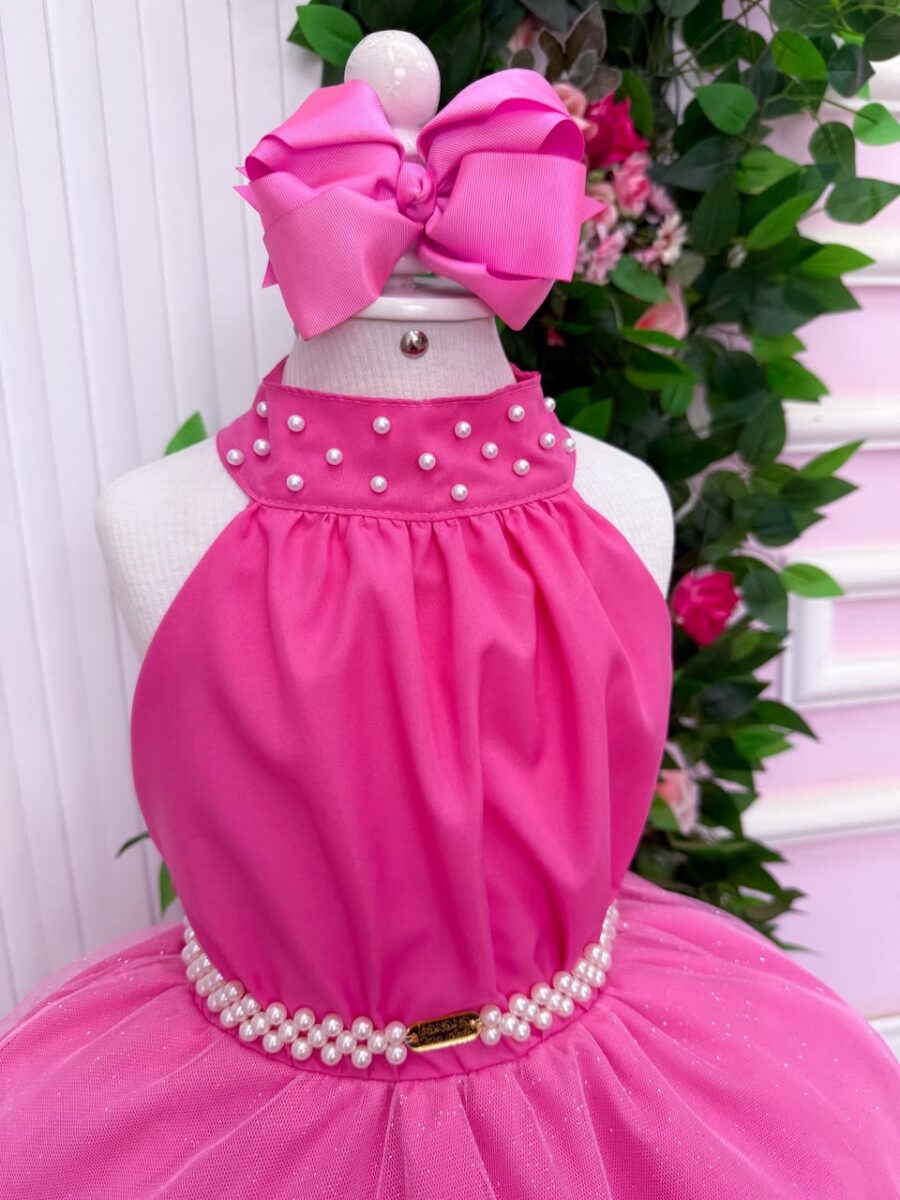 Vestido Infantil Longo Banana Club Âmbar Rosa Chiclete