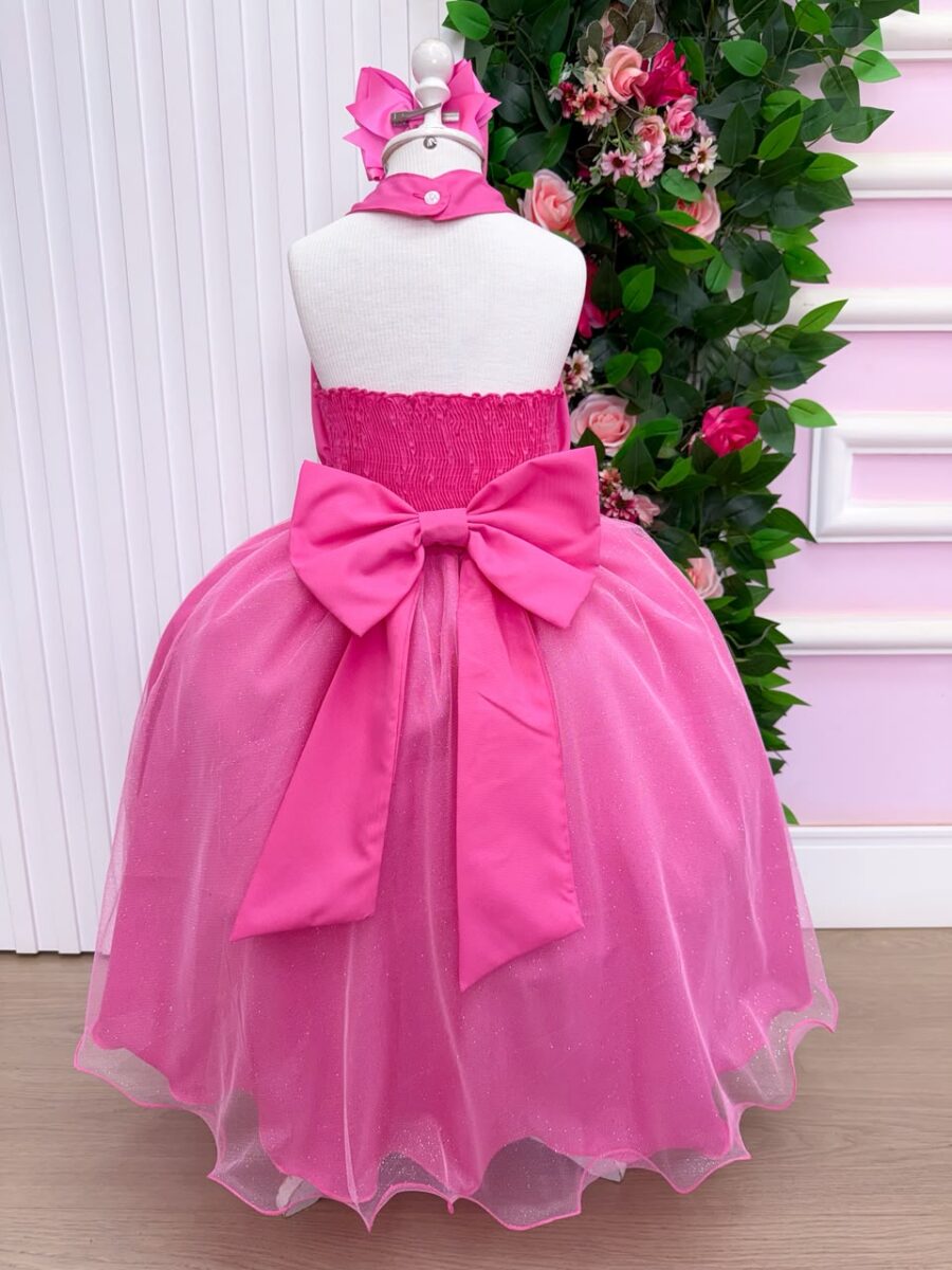 Vestido Infantil Longo Banana Club Âmbar Rosa Chiclete