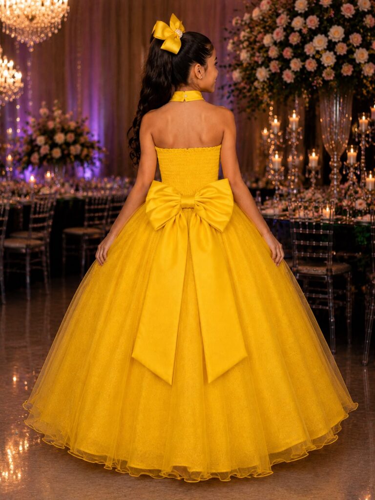Vestido Infantil Longo Banana Club Âmbar Amarelo