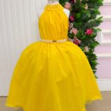 Vestido Infantil Longo Banana Club Âmbar Amarelo