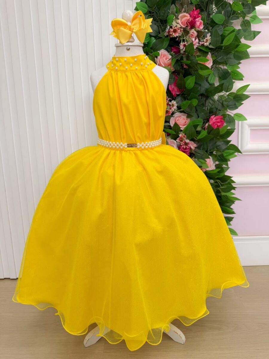Vestido Infantil Longo Banana Club Âmbar Amarelo