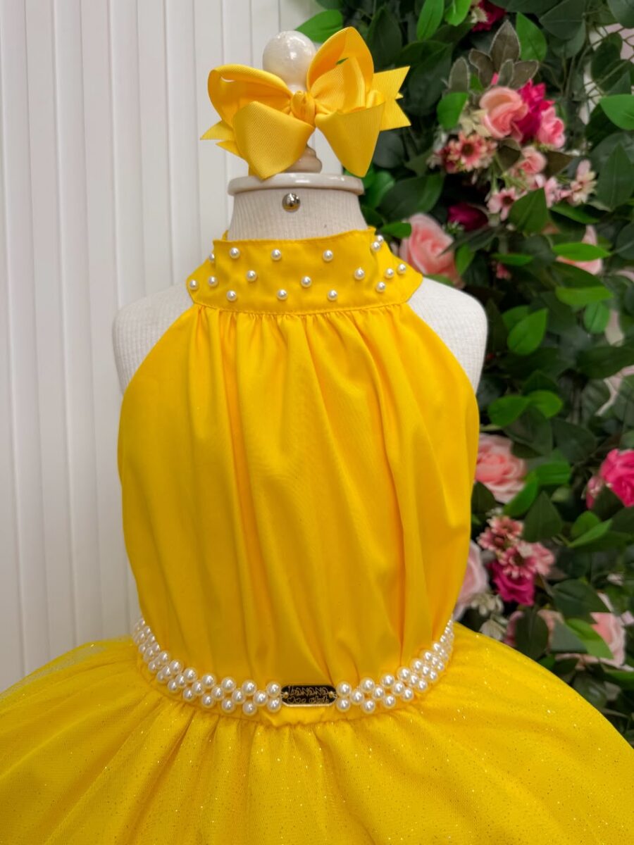 Vestido Infantil Longo Banana Club Âmbar Amarelo