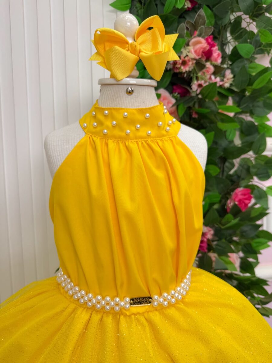 Vestido Infantil Longo Banana Club Âmbar Amarelo