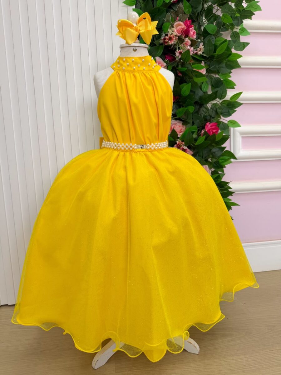 Vestido Infantil Longo Banana Club Âmbar Amarelo