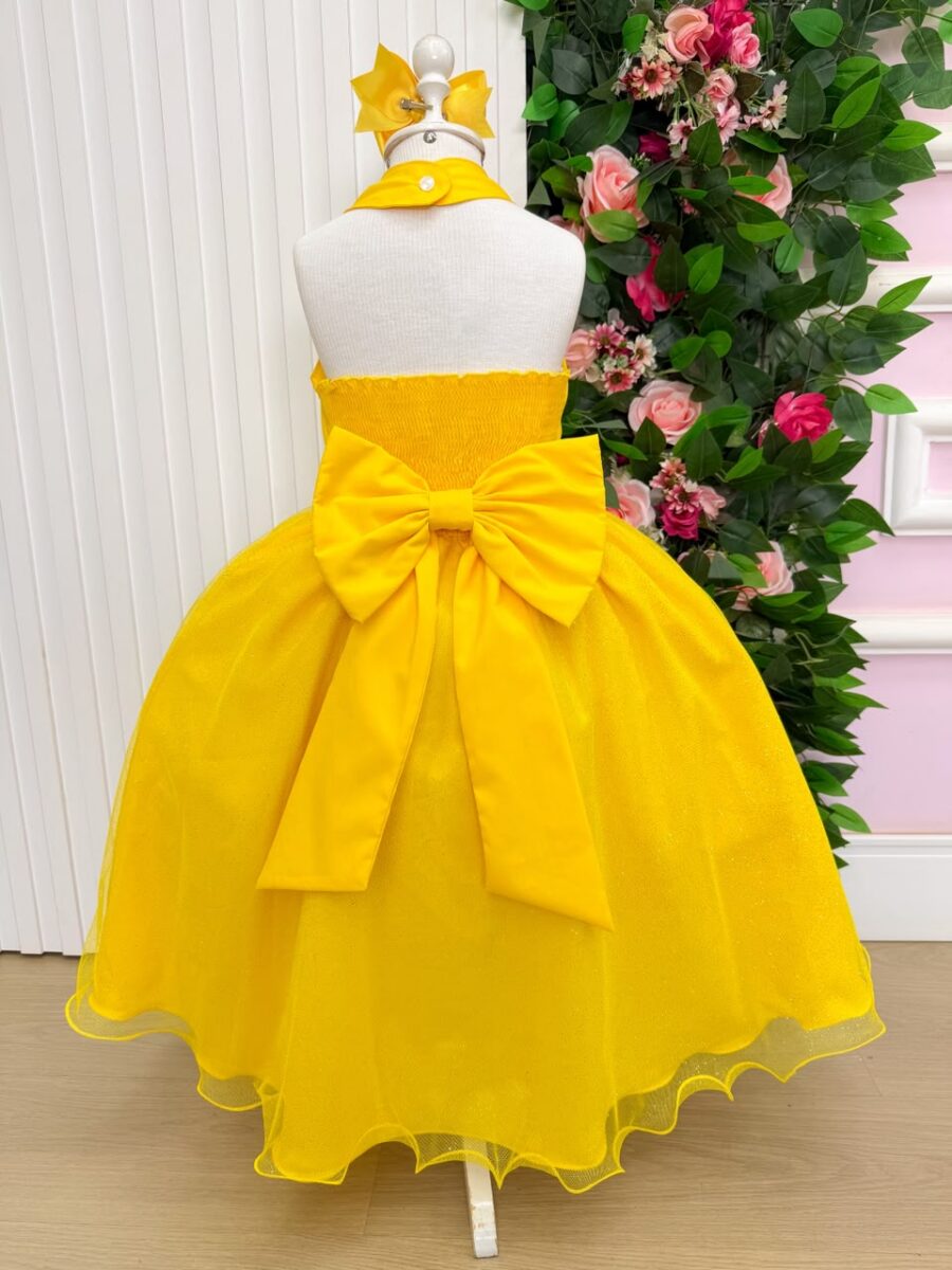 Vestido Infantil Longo Banana Club Âmbar Amarelo