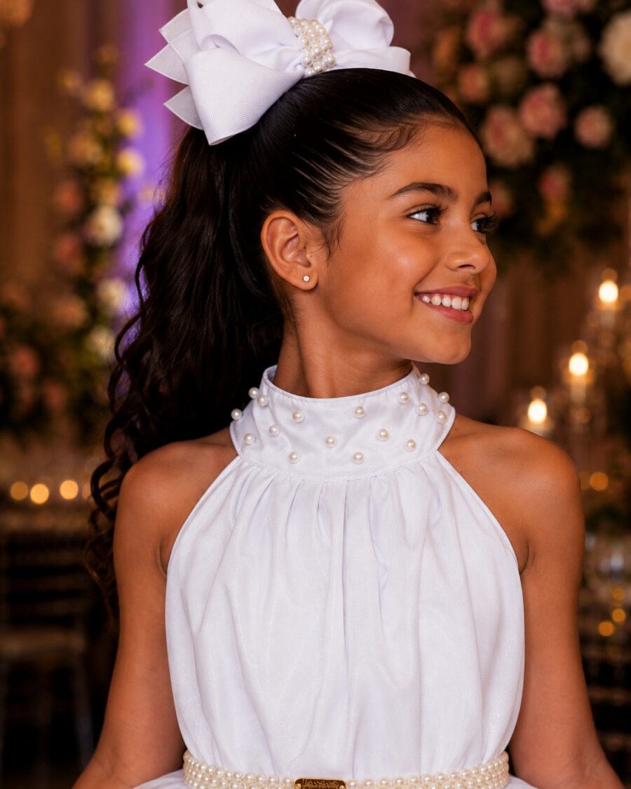 Vestido Infantil Longo Banana Club Âmbar Branco