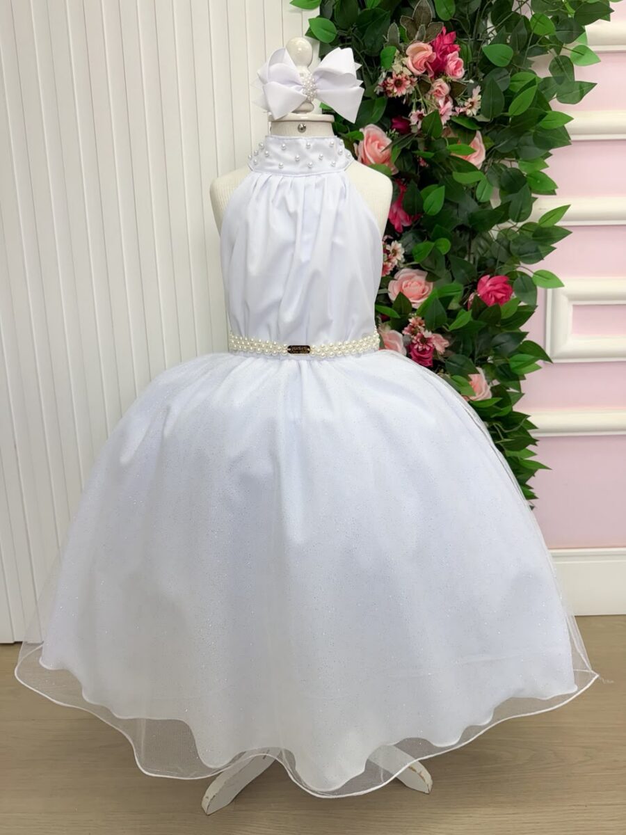 Vestido Infantil Longo Banana Club Âmbar Branco