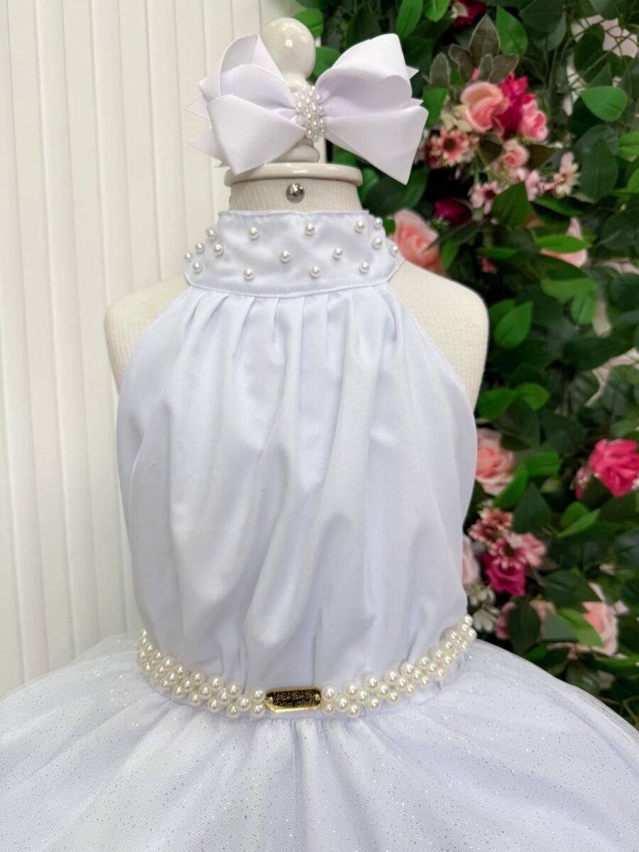 Vestido Infantil Longo Banana Club Âmbar Branco