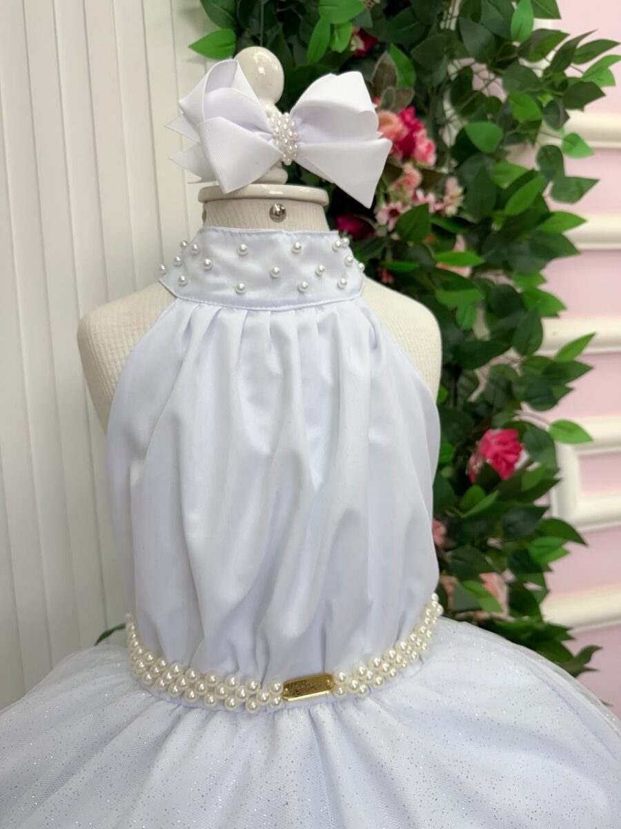Vestido Infantil Longo Banana Club Âmbar Branco