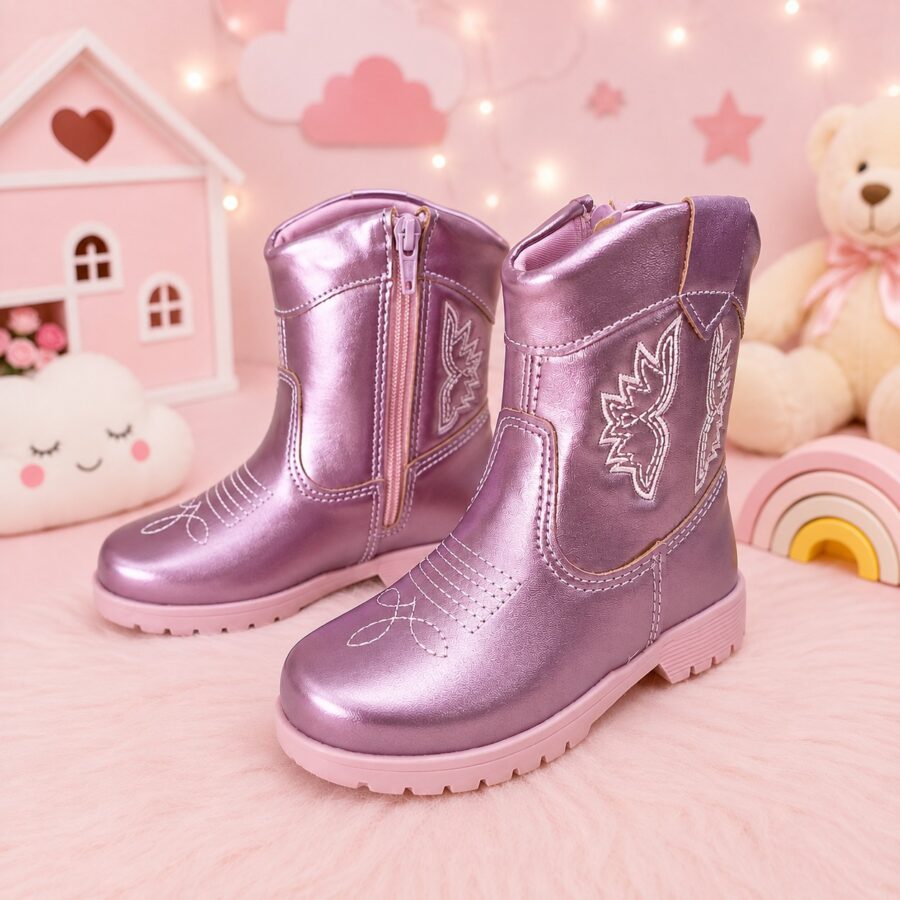 Bota Country Infantil Pitico Boiadeira Rosa Metalizada
