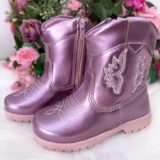 Bota Country Infantil Pitico Boiadeira Rosa Metalizada