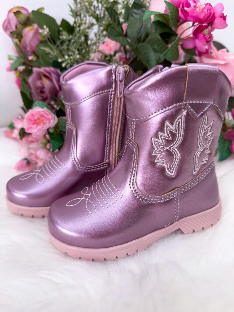 Bota Country Infantil Pitico Boiadeira Rosa Metalizada