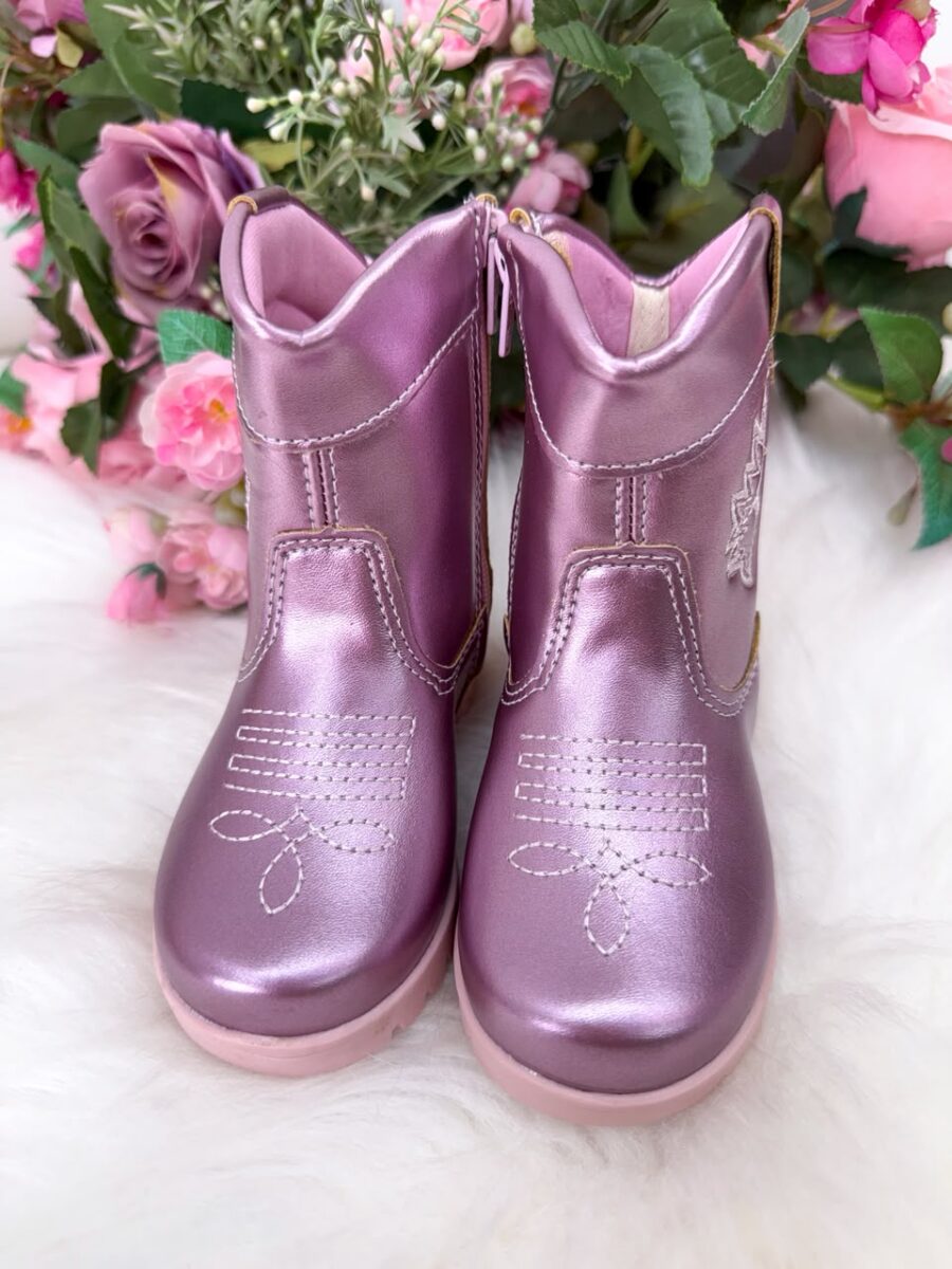 Bota Country Infantil Pitico Boiadeira Rosa Metalizada