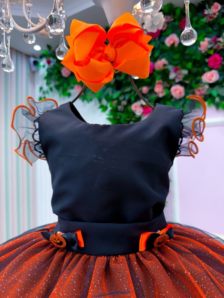 Vestido Fantasia Infantil Mini Miss Abóbora Encantada