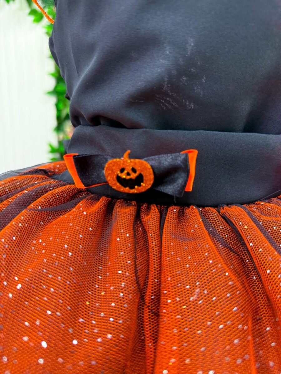 Vestido Fantasia Infantil Mini Miss Abóbora Encantada
