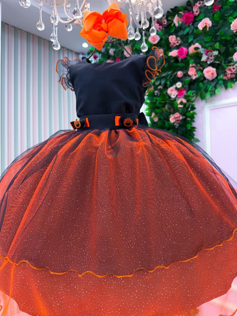 Vestido Fantasia Infantil Mini Miss Abóbora Encantada