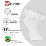 Meia Infantil Winston Branca com Babado de Tule