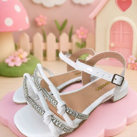 Sandália Infantil StarPink Violeta Branca com Strass