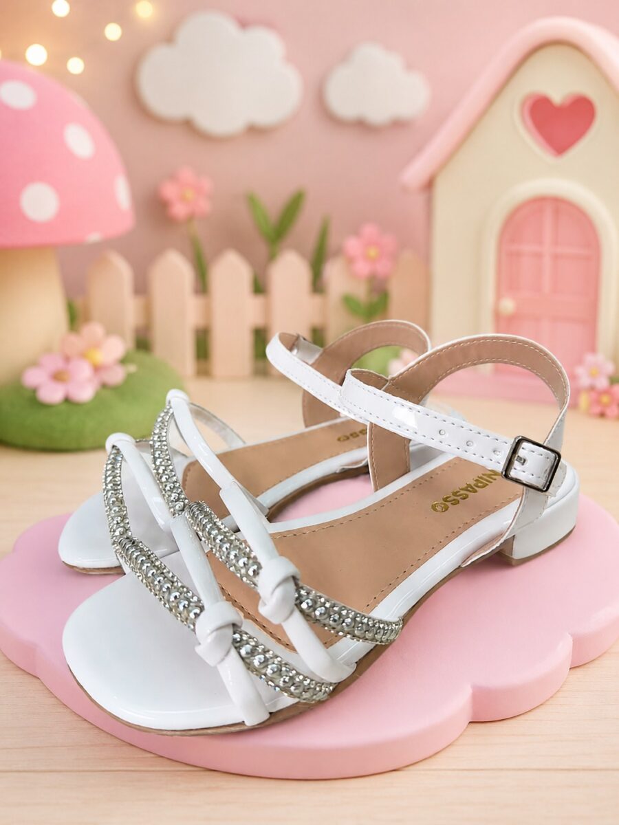 Sandália Infantil StarPink Violeta Branca com Strass