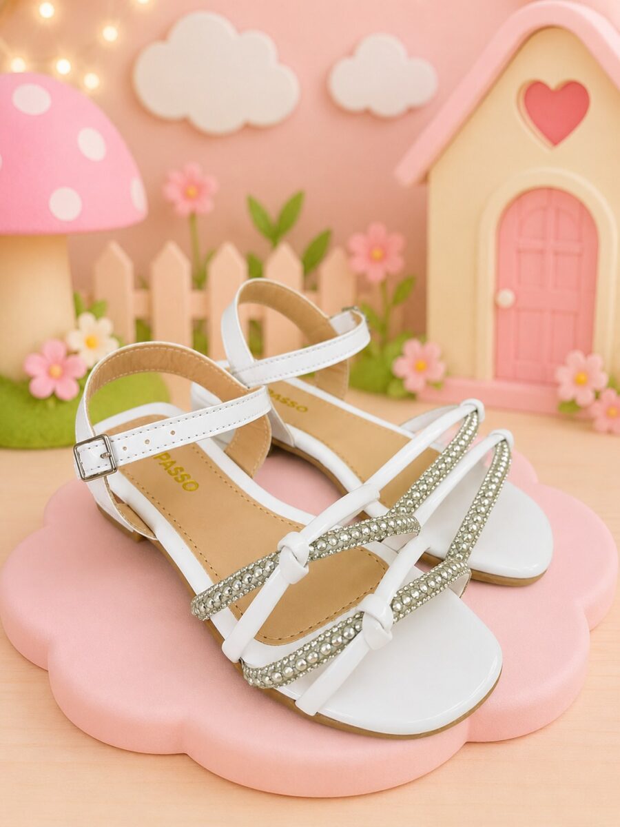 Sandália Infantil StarPink Violeta Branca com Strass