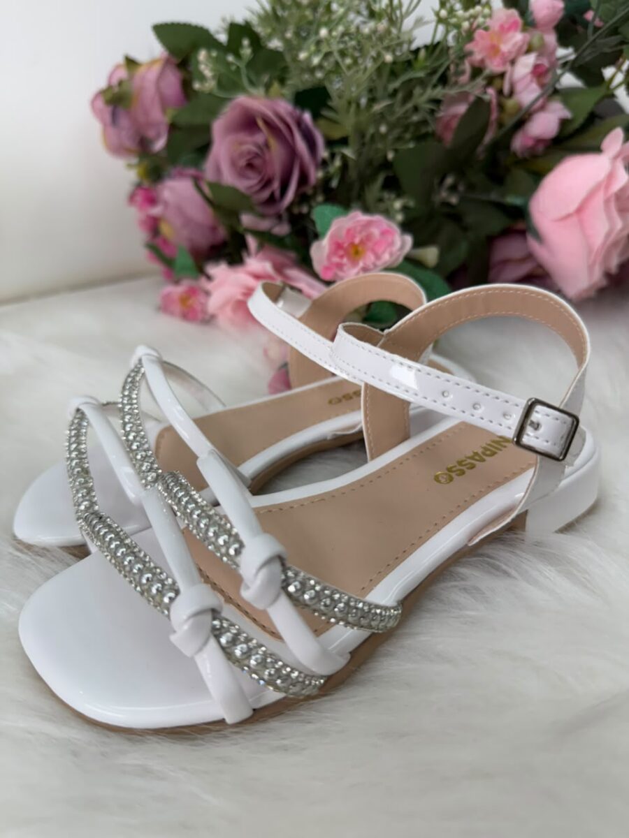 Sandália Infantil StarPink Violeta Branca com Strass