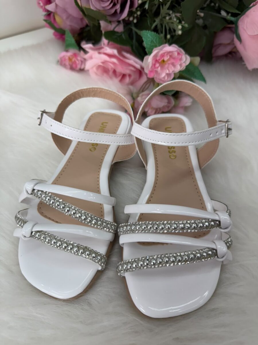 Sandália Infantil StarPink Violeta Branca com Strass