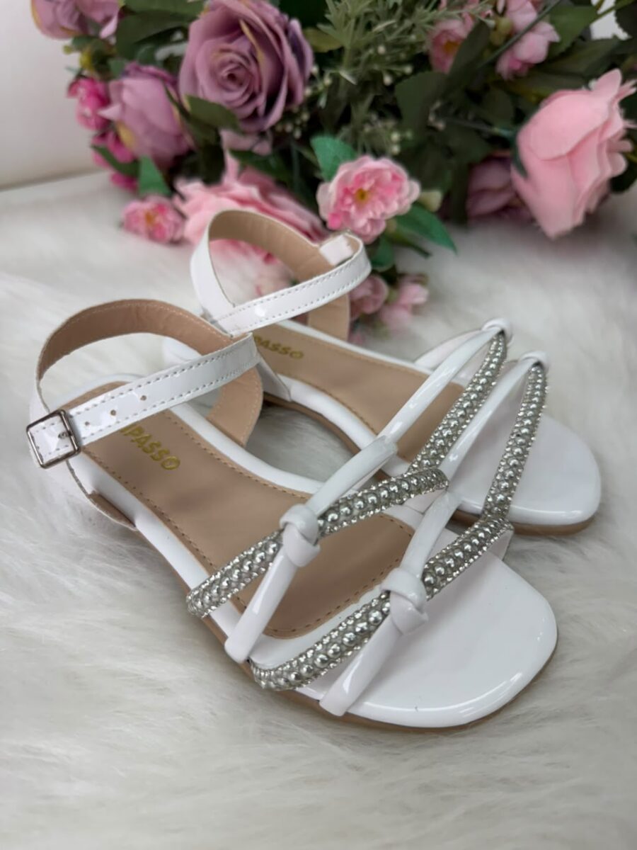 Sandália Infantil StarPink Violeta Branca com Strass