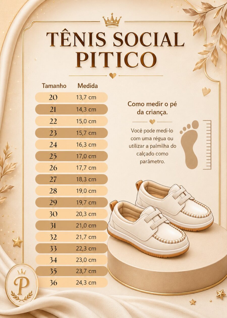 Tênis Social Infantil Pitico Arthur Marfim