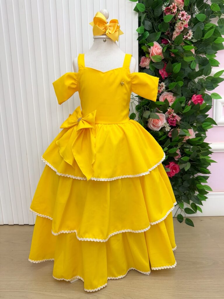 Vestido Infantil Longo Banana Club Safira Amarelo