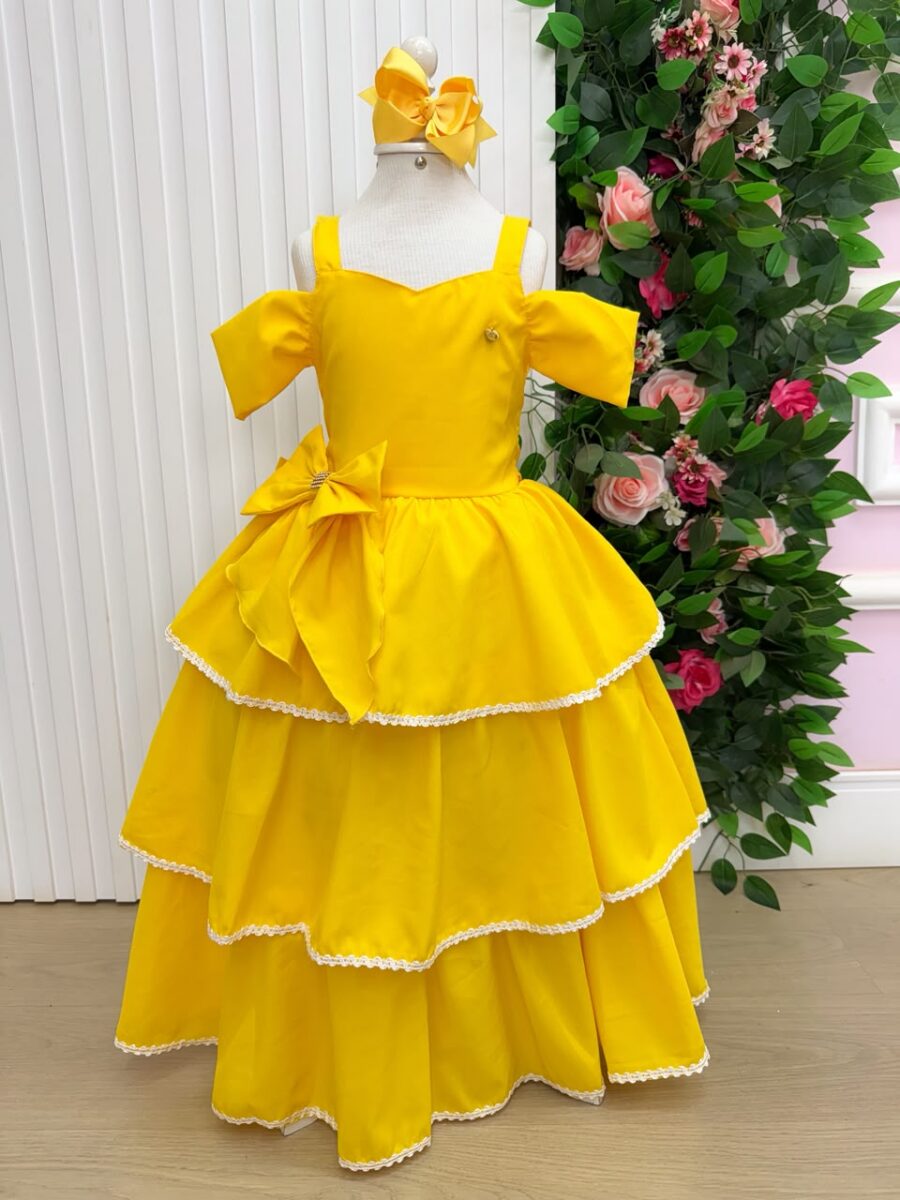 Vestido Infantil Longo Banana Club Safira Amarelo