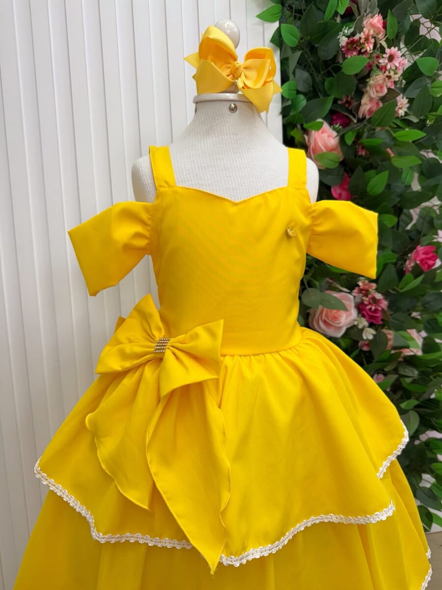 Vestido Infantil Longo Banana Club Safira Amarelo
