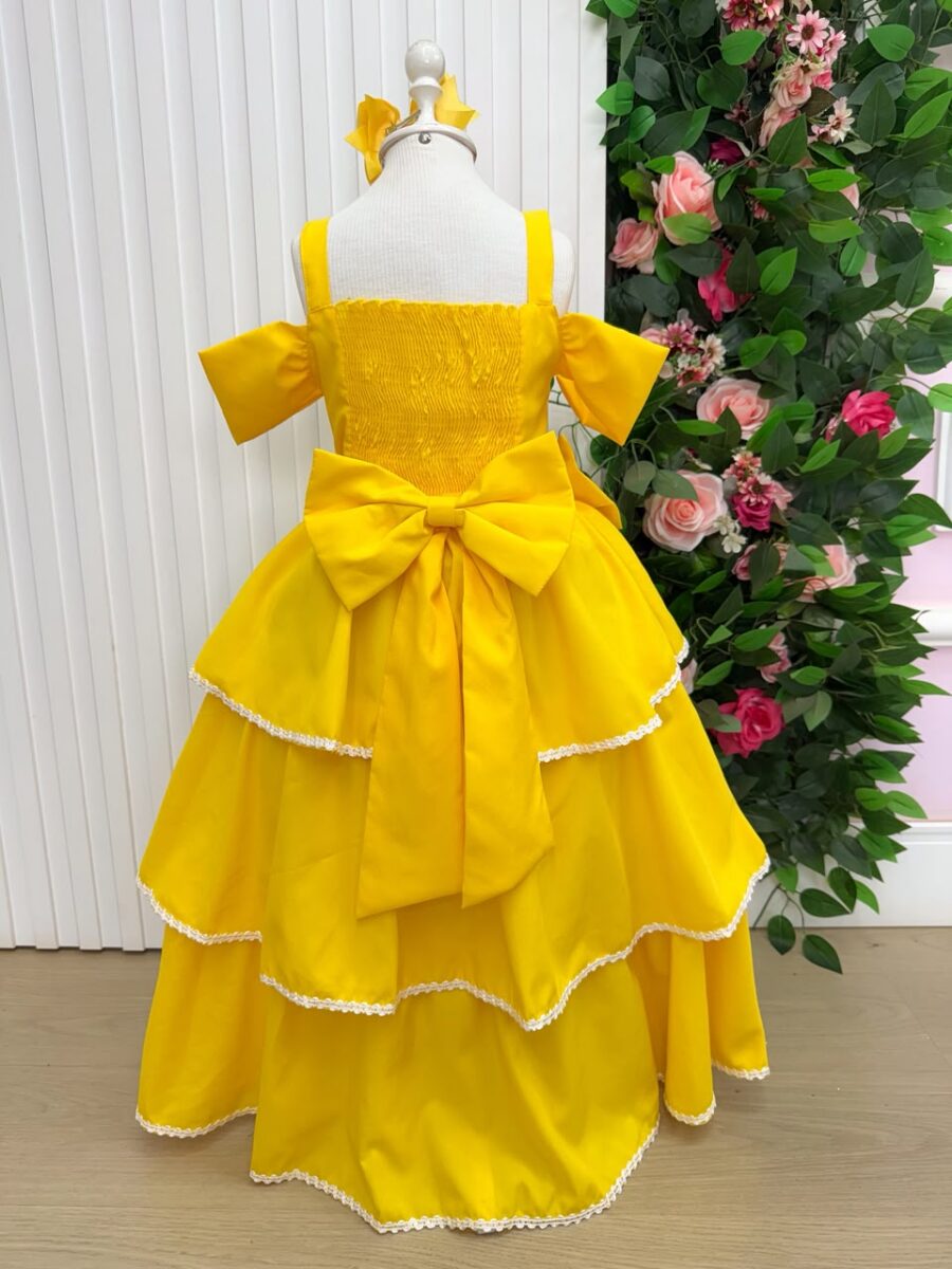 Vestido Infantil Longo Banana Club Safira Amarelo