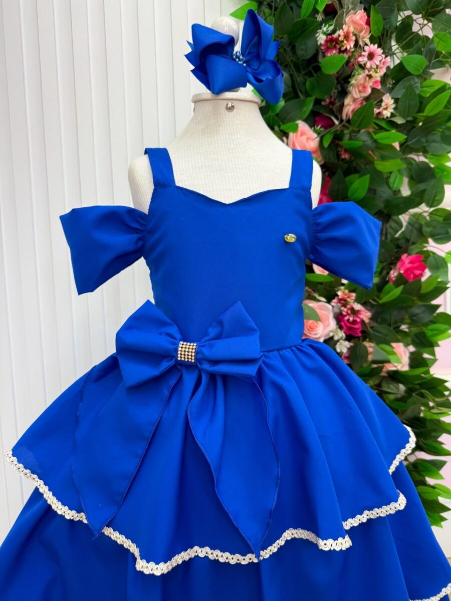 Vestido Infantil Longo Banana Club Safira Azul Royal
