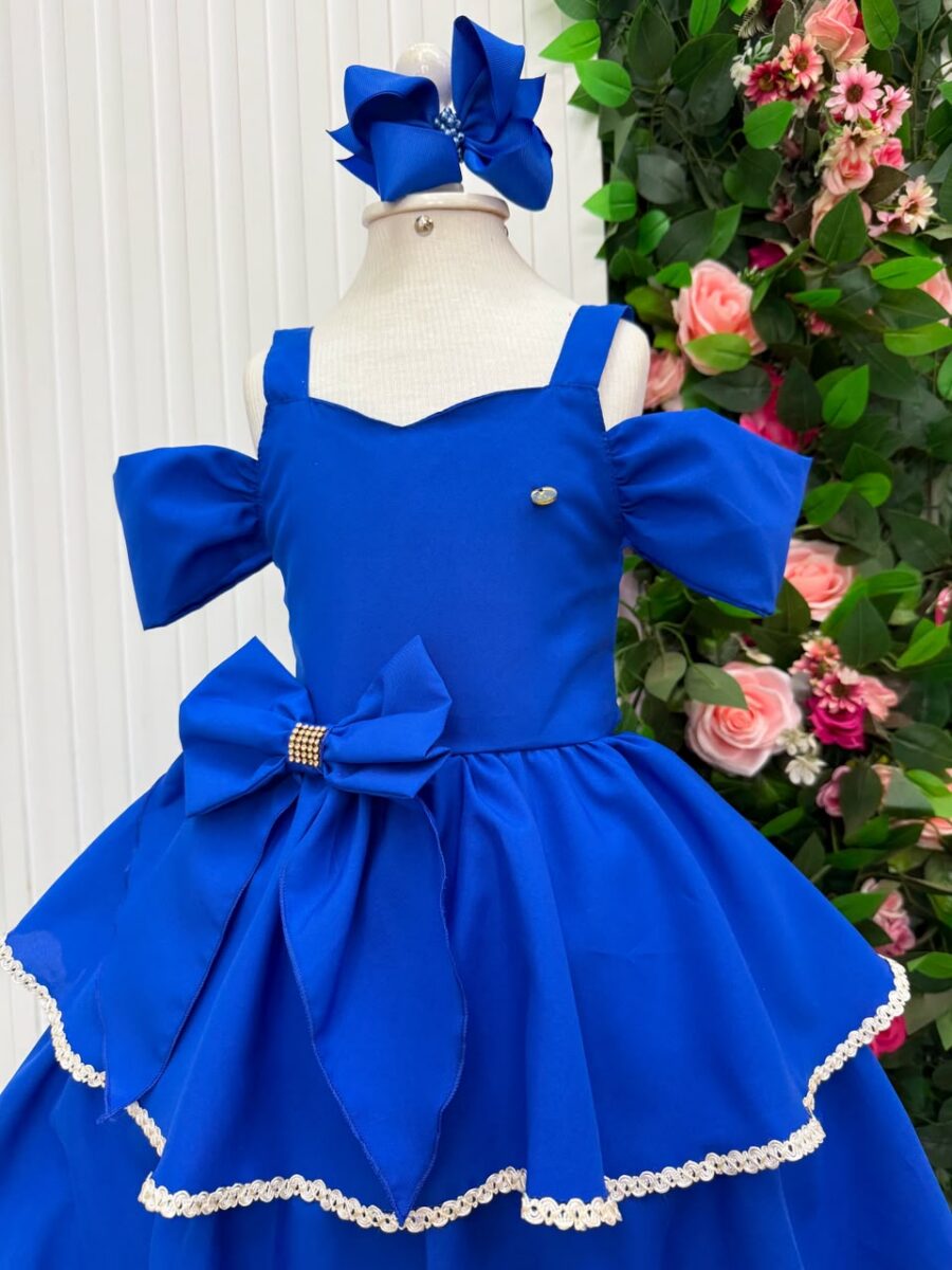 Vestido Infantil Longo Banana Club Safira Azul Royal